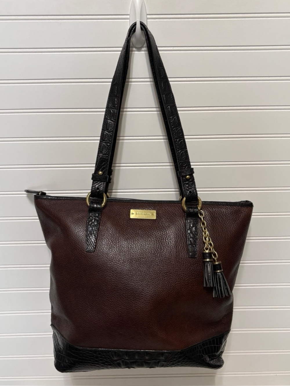 BRAHMIN Vintage Melbourne Tuscan Leather Satchel Shoulder Bag Tote Purse